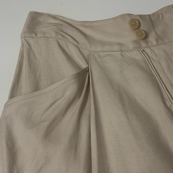 CABI Beige Linen Trouser Pants Traipse Wide Leg Crossover Waist Size 8 - Picture 6 of 10